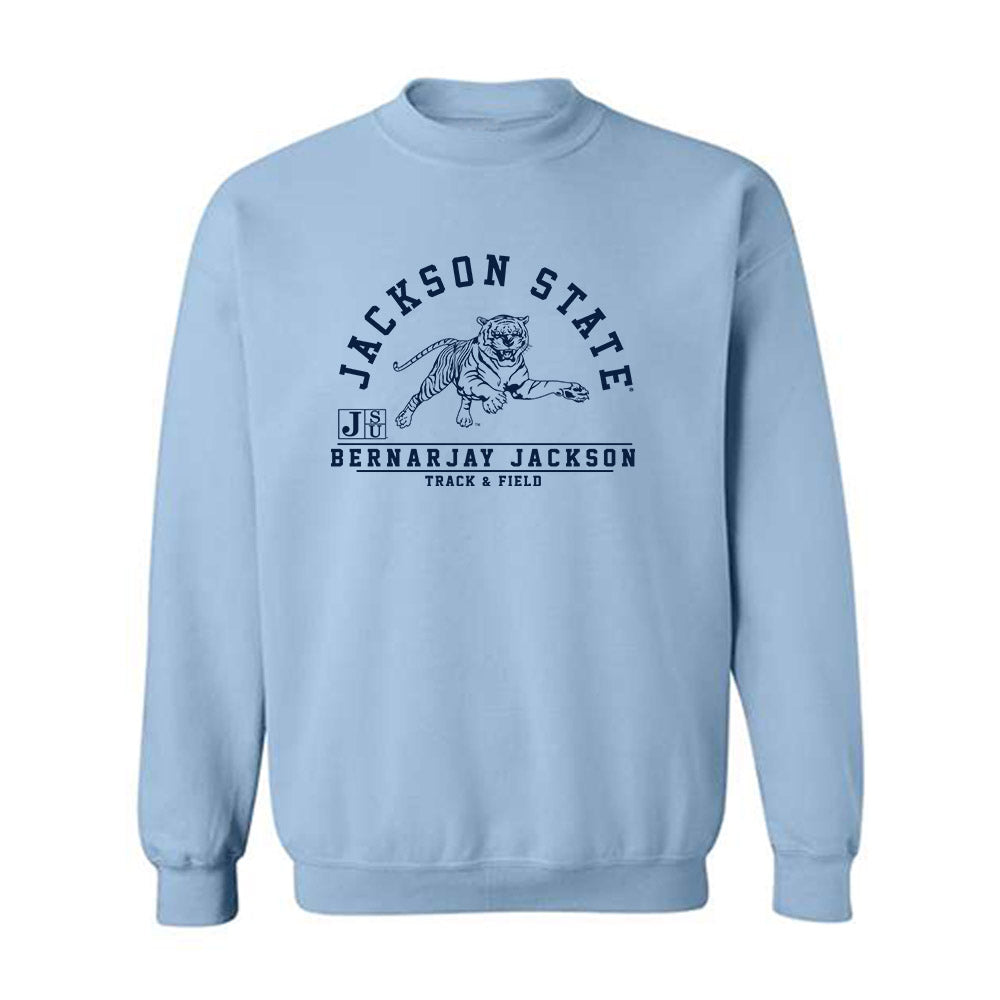 Jackson State - NCAA Men's Track & Field : BerNarjay Jackson - Classic Fashion Shersey Crewneck Sweatshirt-0