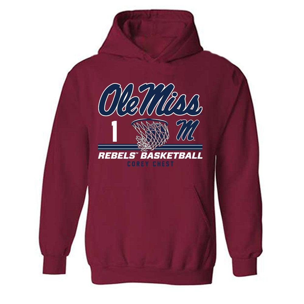 Ole Miss - NCAA Men's Basketball : Corey Chest - Classic Fashion Shersey Hooded Sweatshirt-0
