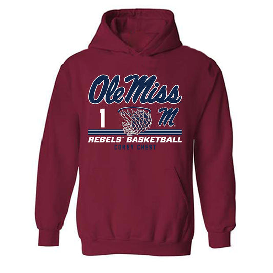 Ole Miss - NCAA Men's Basketball : Corey Chest - Classic Fashion Shersey Hooded Sweatshirt-0