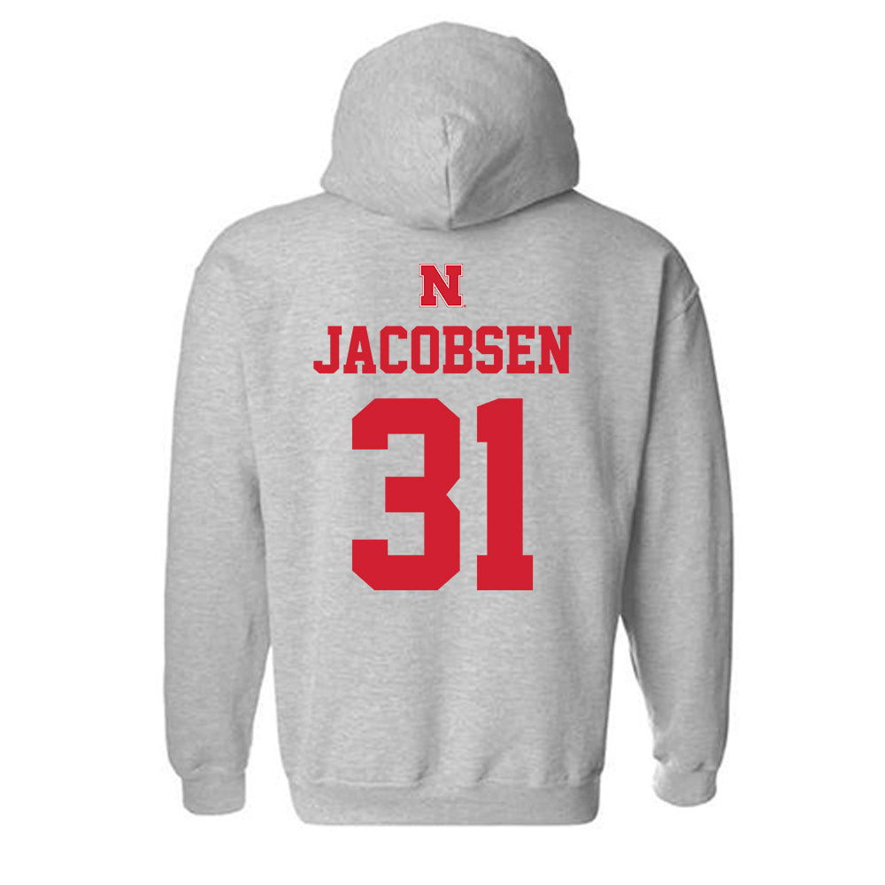 Nebraska - NCAA Men's Basketball : Cale Jacobsen - Sports Shersey Hooded Sweatshirt-1