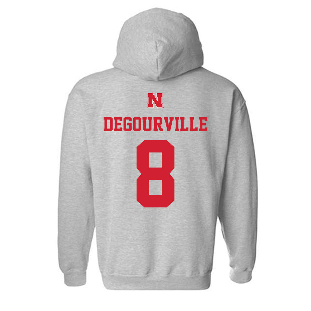 Nebraska - NCAA Men's Basketball : Taj Degourville - Sports Shersey Hooded Sweatshirt-1