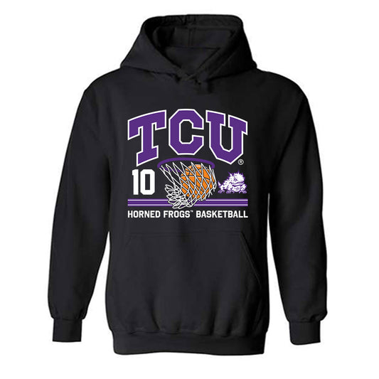 TCU - NCAA Men's Basketball : Milos Sojic - Sports Shersey Hooded Sweatshirt-0