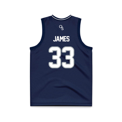 Georgia Southern - NCAA Men's Basketball : Elton James - Navy Basketball Jersey-1