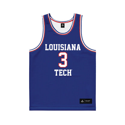 LA Tech - NCAA Men's Basketball : A.J. Bates - Royal Basketball Jersey-0