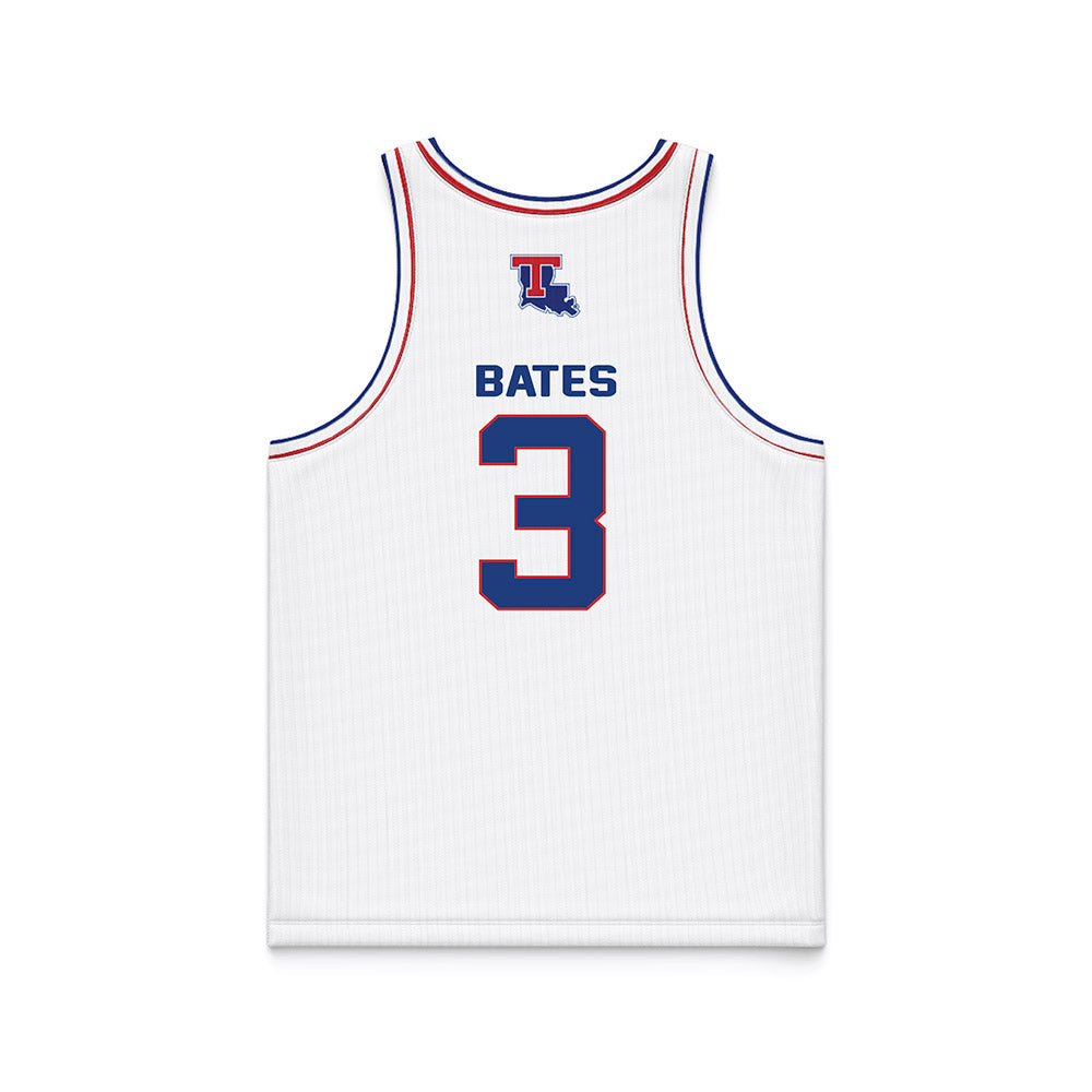 LA Tech - NCAA Men's Basketball : A.J. Bates - White Basketball Jersey-1