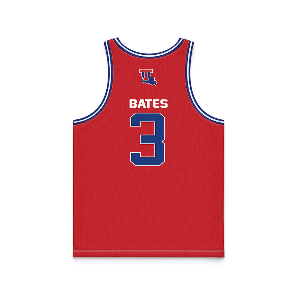 LA Tech - NCAA Men's Basketball : A.J. Bates - Red Basketball Jersey-1