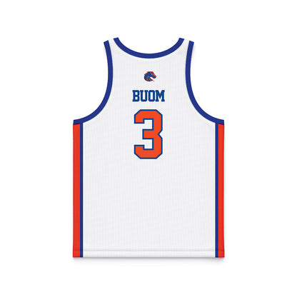 Boise State - NCAA Men's Basketball : Bhan Buom - White Basketball Jersey-1