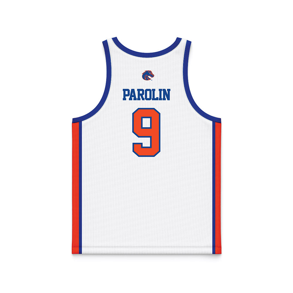 Boise State - NCAA Men's Basketball : Dom Parolin - White Basketball Jersey-1