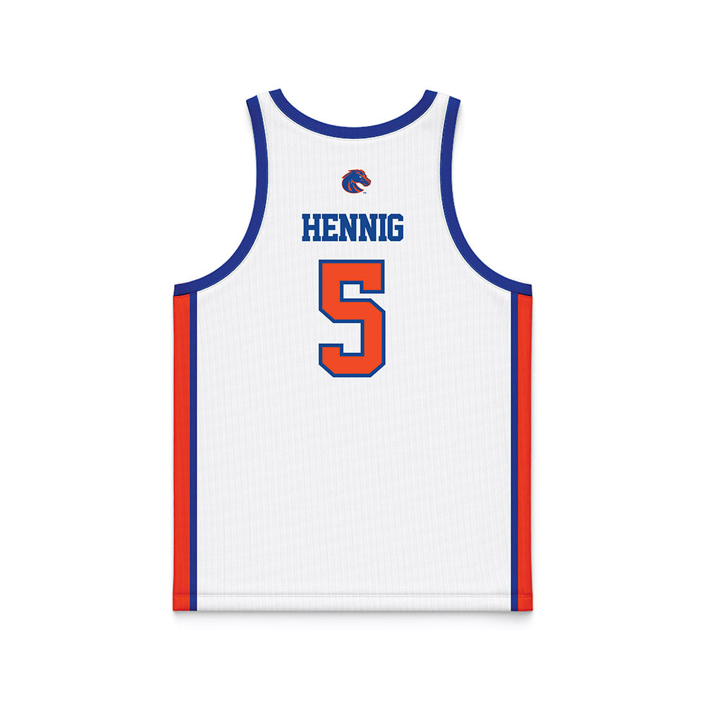 Boise State - NCAA Men's Basketball : Brady Hennig - White Basketball Jersey-1