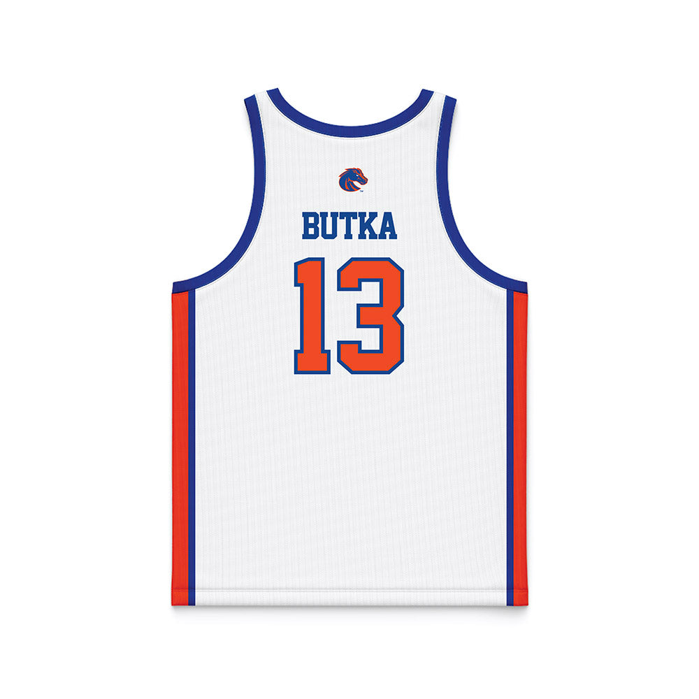 Boise State - NCAA Men's Basketball : Dovydas Butka - White Basketball Jersey-1