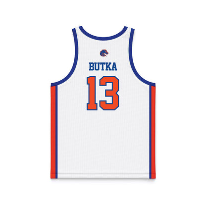 Boise State - NCAA Men's Basketball : Dovydas Butka - White Basketball Jersey-1