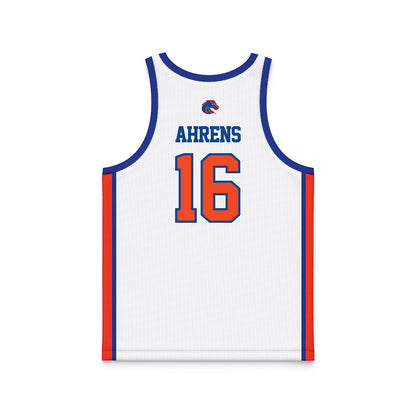 Boise State - NCAA Men's Basketball : Spencer Ahrens - White Basketball Jersey-1