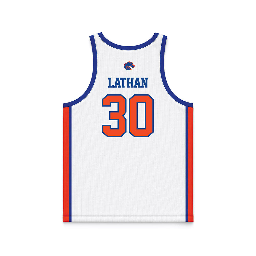 Boise State - NCAA Men's Basketball : Ethan Lathan - White Basketball Jersey-1