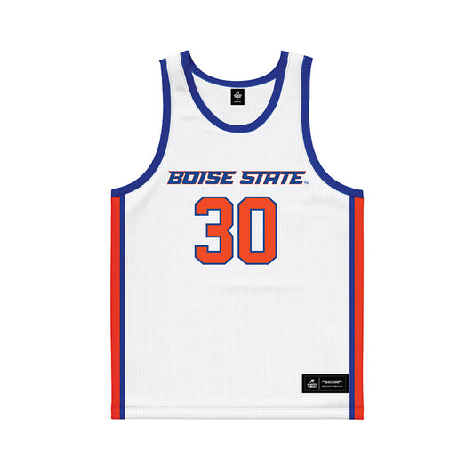 Boise State - NCAA Men's Basketball : Ethan Lathan - White Basketball Jersey-0