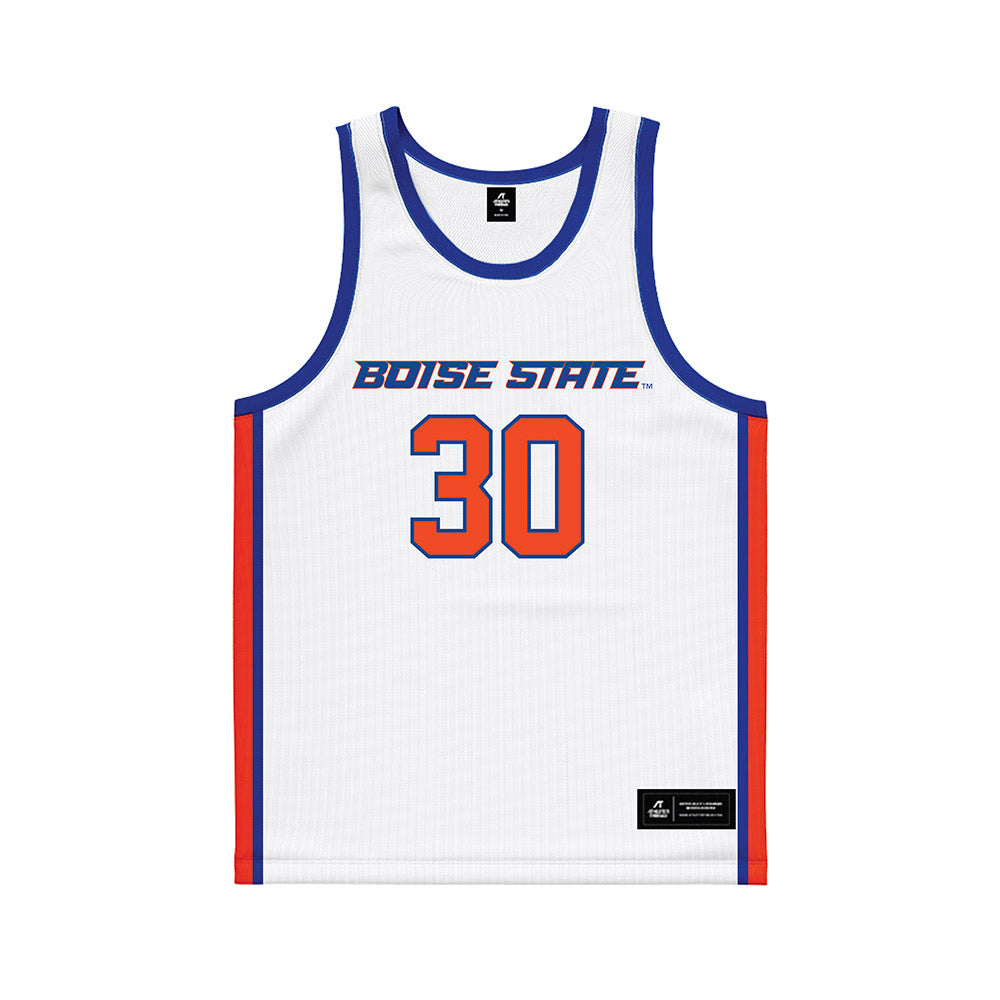Boise State - NCAA Men's Basketball : Ethan Lathan - White Basketball Jersey-0