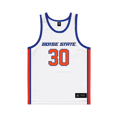 Boise State - NCAA Men's Basketball : Ethan Lathan - White Basketball Jersey-0