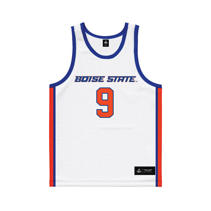 Boise State - NCAA Men's Basketball : Dom Parolin - White Basketball Jersey-0