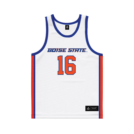 Boise State - NCAA Men's Basketball : Spencer Ahrens - White Basketball Jersey-0