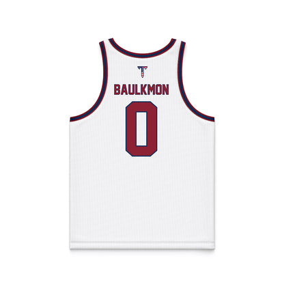 Troy - NCAA Women's Basketball : Kareem Baulkmon - White Patriotic Basketball Jersey-1