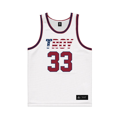 Troy - NCAA Women's Basketball : Taliah Martin - White Patriotic Basketball Jersey-0