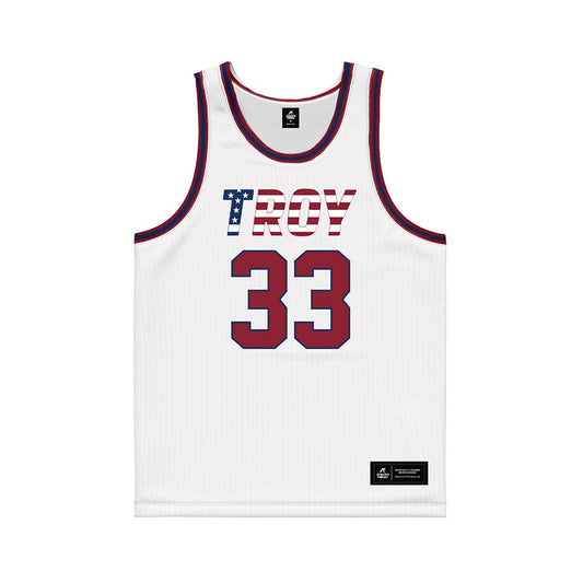 Troy - NCAA Women's Basketball : Taliah Martin - White Patriotic Basketball Jersey-0