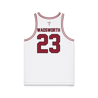 Troy - NCAA Men's Basketball : Tucker Wadsworth - White Basketball Jersey-1