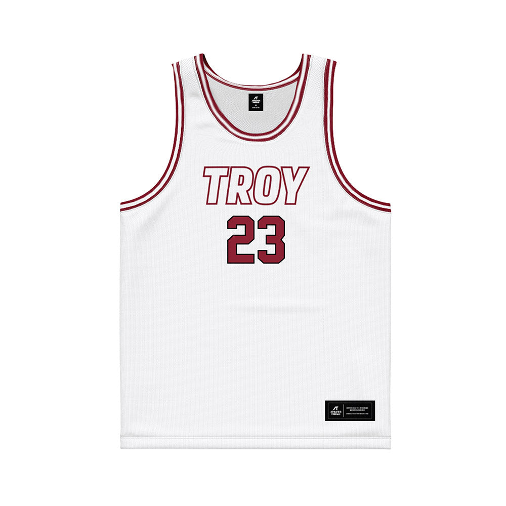 Troy - NCAA Men's Basketball : Tucker Wadsworth - White Basketball Jersey-0