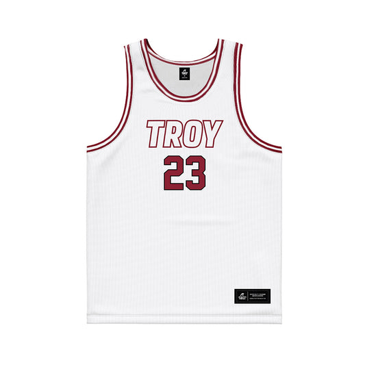 Troy - NCAA Men's Basketball : Tucker Wadsworth - White Basketball Jersey-0