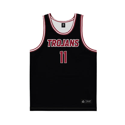 Troy - NCAA Men's Basketball : Victor Valdes - Black Basketball Jersey-0