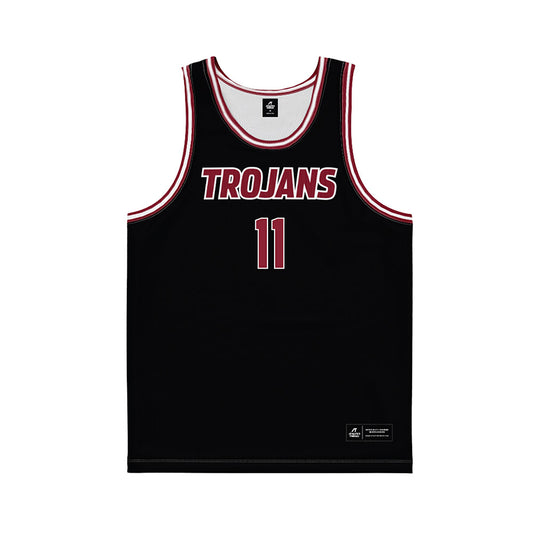Troy - NCAA Men's Basketball : Victor Valdes - Black Basketball Jersey-0