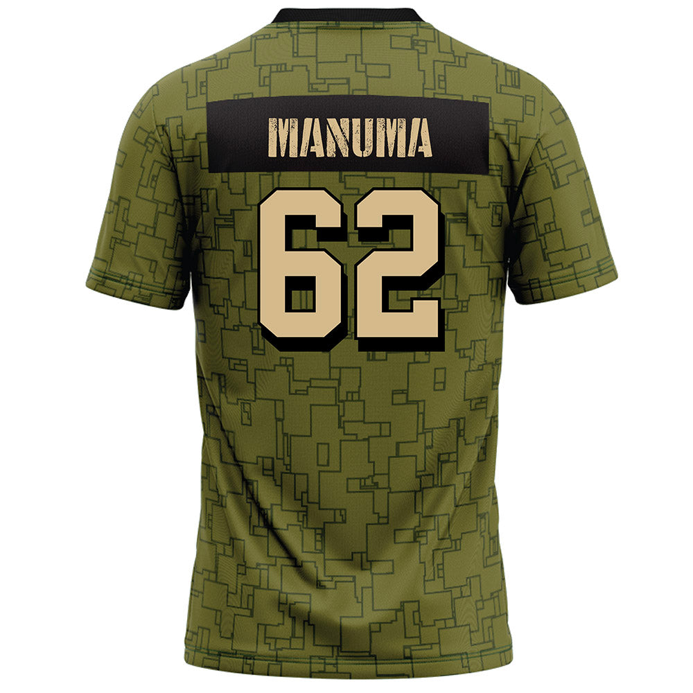 Hawaii - NCAA Football : Lautaimi Manuma - Green Camo Football Jersey-1