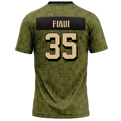 Hawaii - NCAA Football : Junior Fiaui - Green Camo Football Jersey-1
