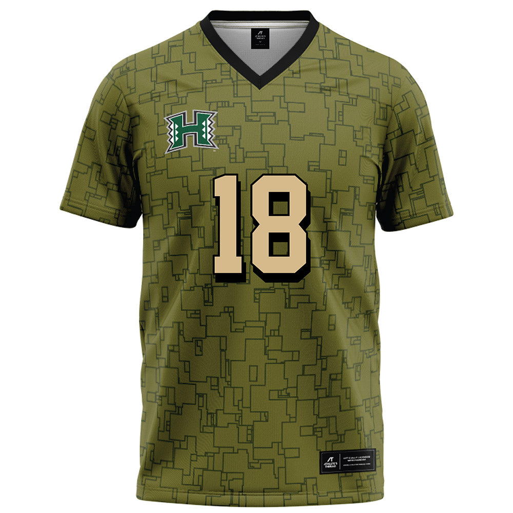 Hawaii - NCAA Football : Zaden Mariteragi - Green Camo Football Jersey-0