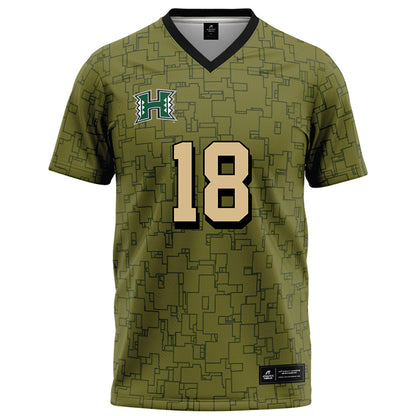 Hawaii - NCAA Football : Zaden Mariteragi - Green Camo Football Jersey-0
