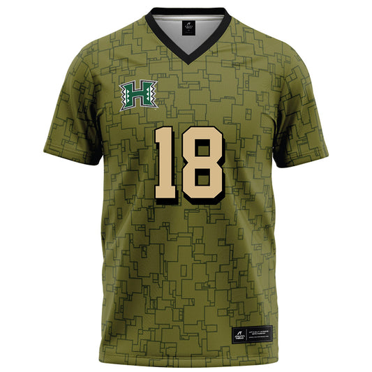 Hawaii - NCAA Football : Zaden Mariteragi - Green Camo Football Jersey-0