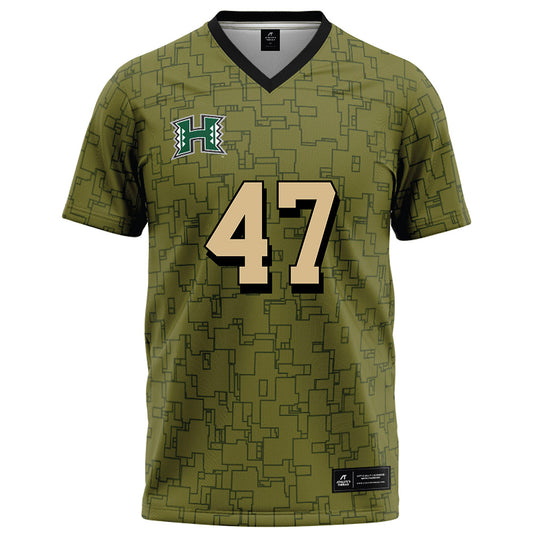 Hawaii - NCAA Football : Kingston Costales - Green Camo Football Jersey-0