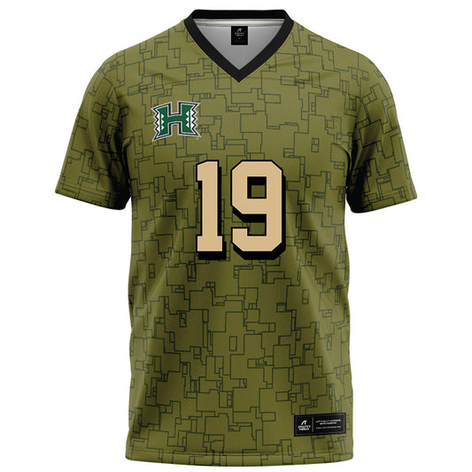 Hawaii - NCAA Football : Breez Moore - Green Camo Football Jersey-0