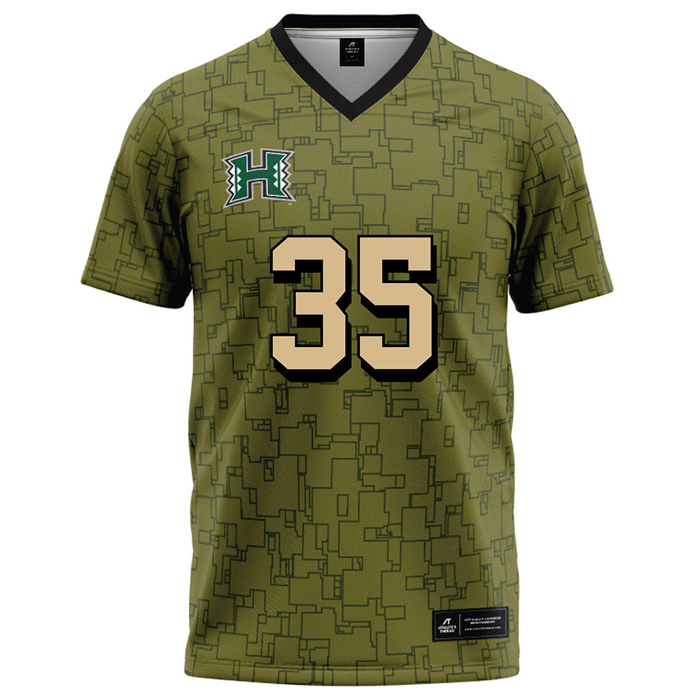 Hawaii - NCAA Football : Junior Fiaui - Green Camo Football Jersey-0