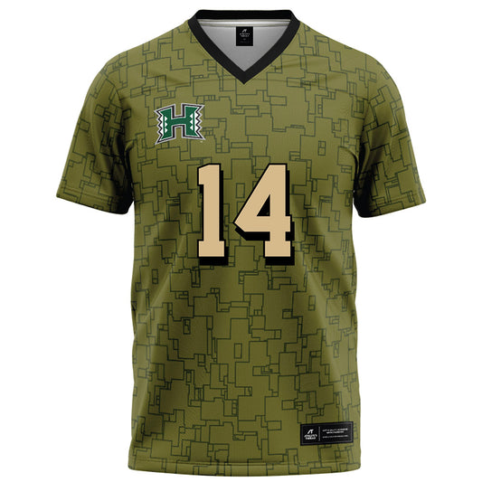 Hawaii - NCAA Football : Isaac Jaramilla-Phe - Green Camo Football Jersey-0