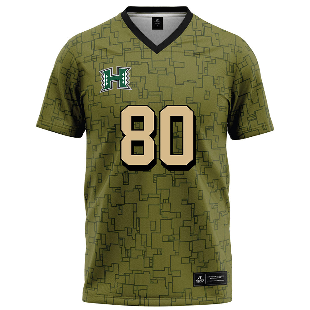 Hawaii - NCAA Football : Blaze Kamoku - Green Camo Football Jersey-0