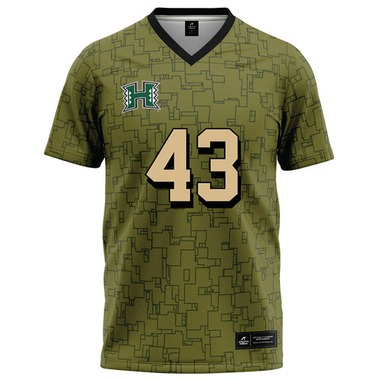 Hawaii - NCAA Football : Alika Cavaco-Amoy - Green Camo Football Jersey-0