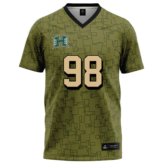 Hawaii - NCAA Football : Siaosi Paea - Green Camo Football Jersey-0