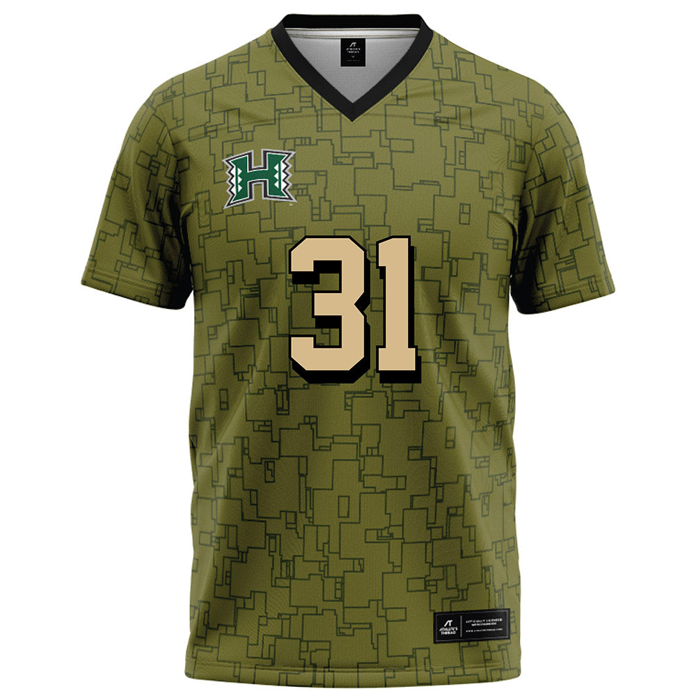 Hawaii - NCAA Football : Tryton Keliikipi - Green Camo Football Jersey-0