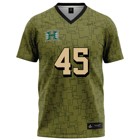 Hawaii - NCAA Football : Nick Pang - Green Camo Football Jersey-0