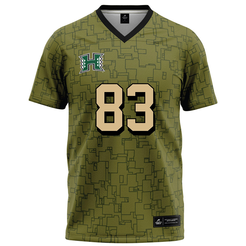 Hawaii - NCAA Football : Josiah Fetui - Green Camo Football Jersey-0