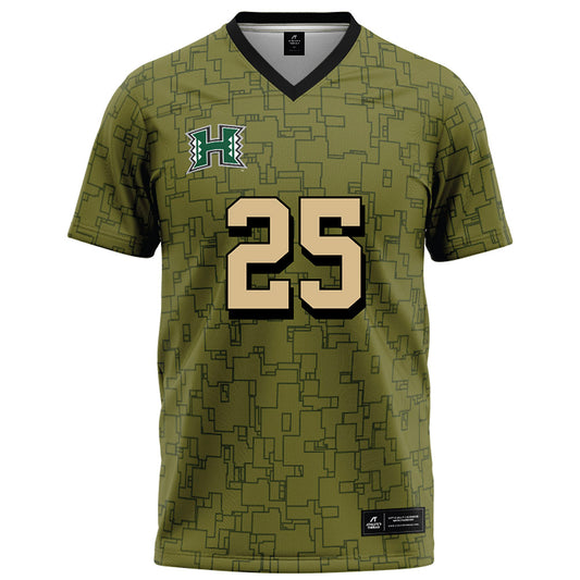 Hawaii - NCAA Football : Matagi Thompson - Green Camo Football Jersey-0