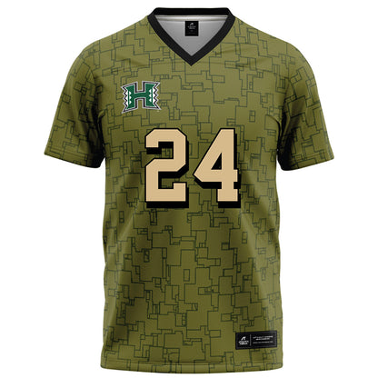 Hawaii - NCAA Football : Kodi DeCambra - Green Camo Football Jersey-0
