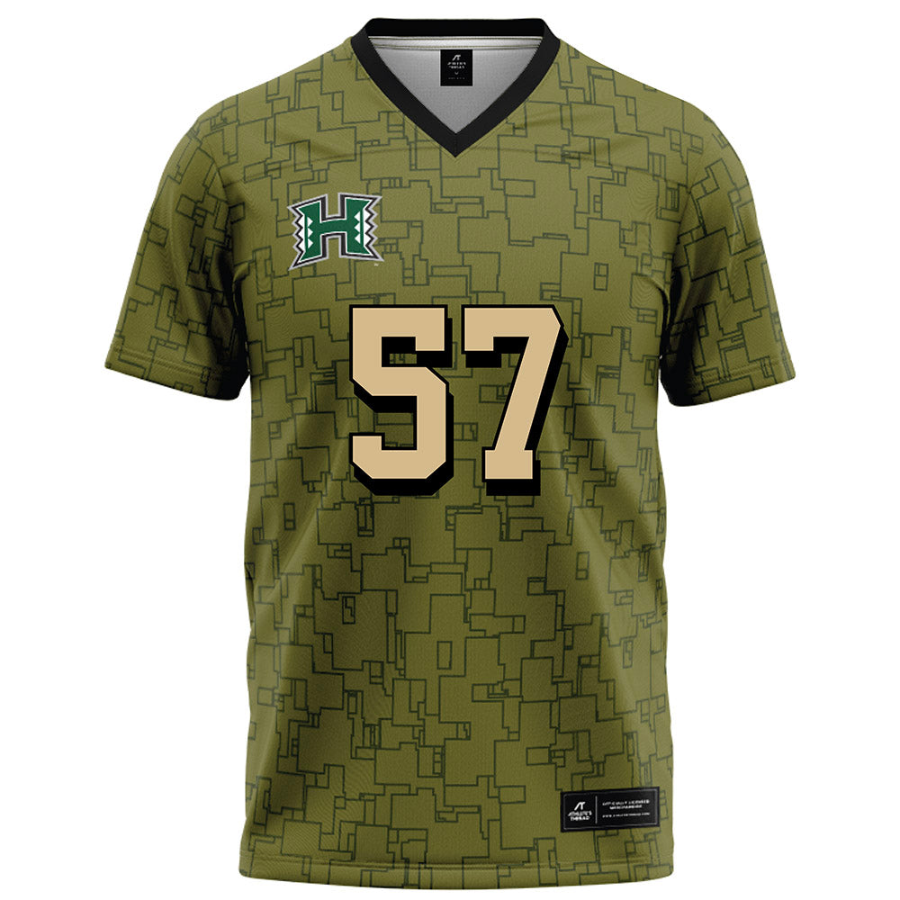 Hawaii - NCAA Football : Ethan Spencer - Green Camo Football Jersey-0