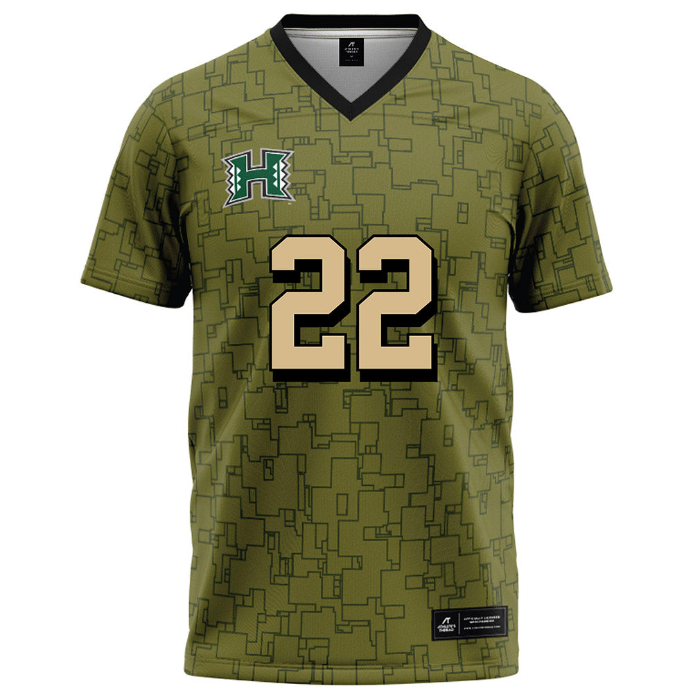 Hawaii - NCAA Football : Titan Lacaden - Green Camo Football Jersey-0