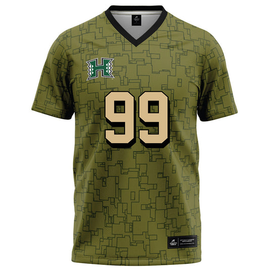 Hawaii - NCAA Football : Ozzy Pollard - Green Camo Football Jersey-0
